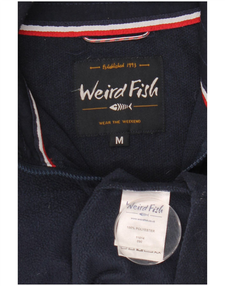Weird Fish Mens Zip Fleece Jumper Medium Navy Blue Polyester