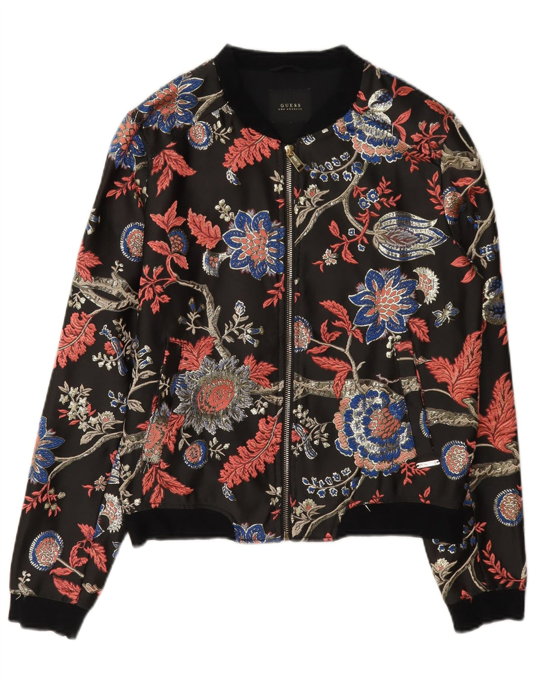 Guess Γυναικείο Bomber Jacket UK 6 XS Μαύρο Floral Πολυεστέρας