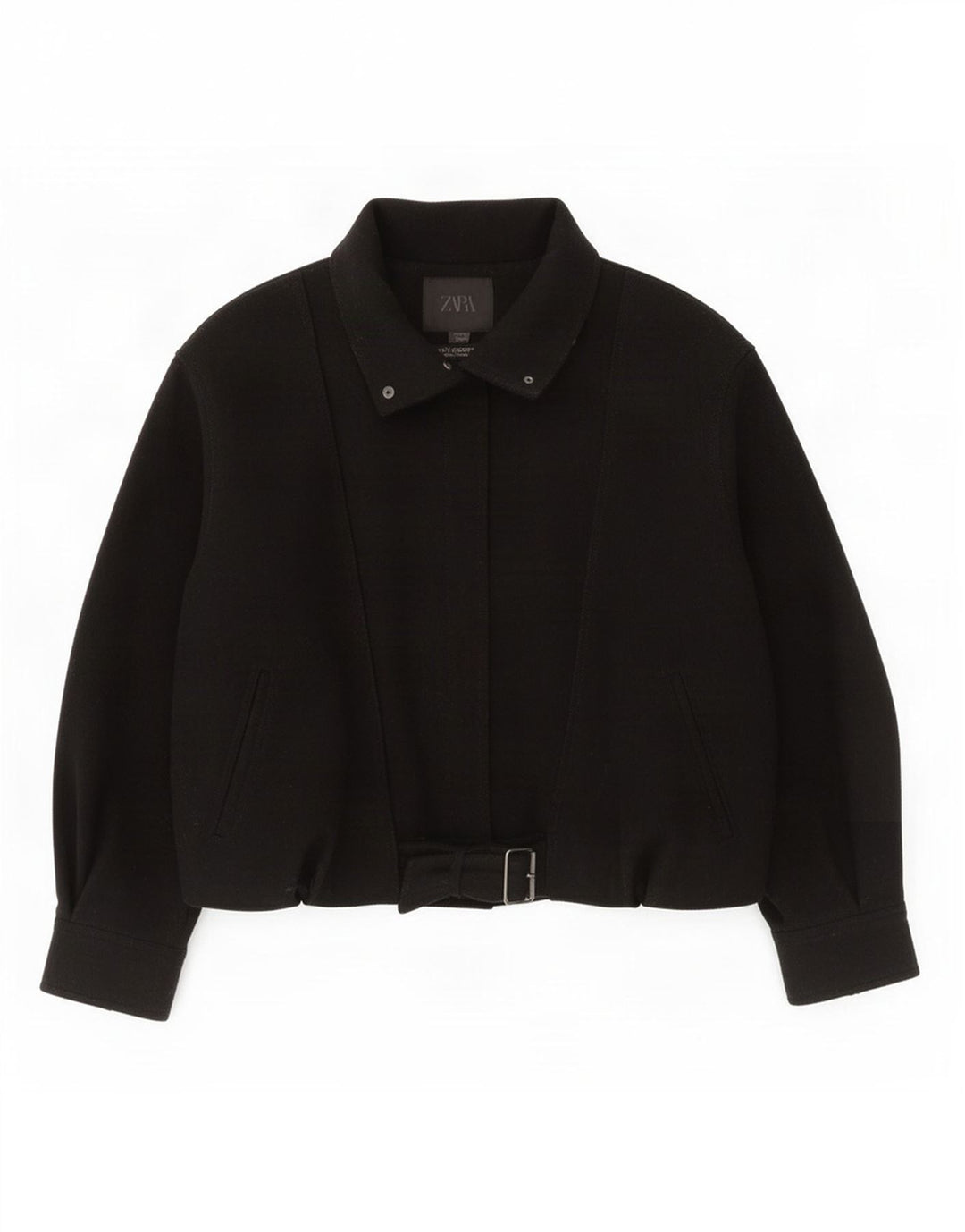 Zara Γυναικείο Bomber Oversized Windbreaker Jacket UK 14 Medium Black Wool