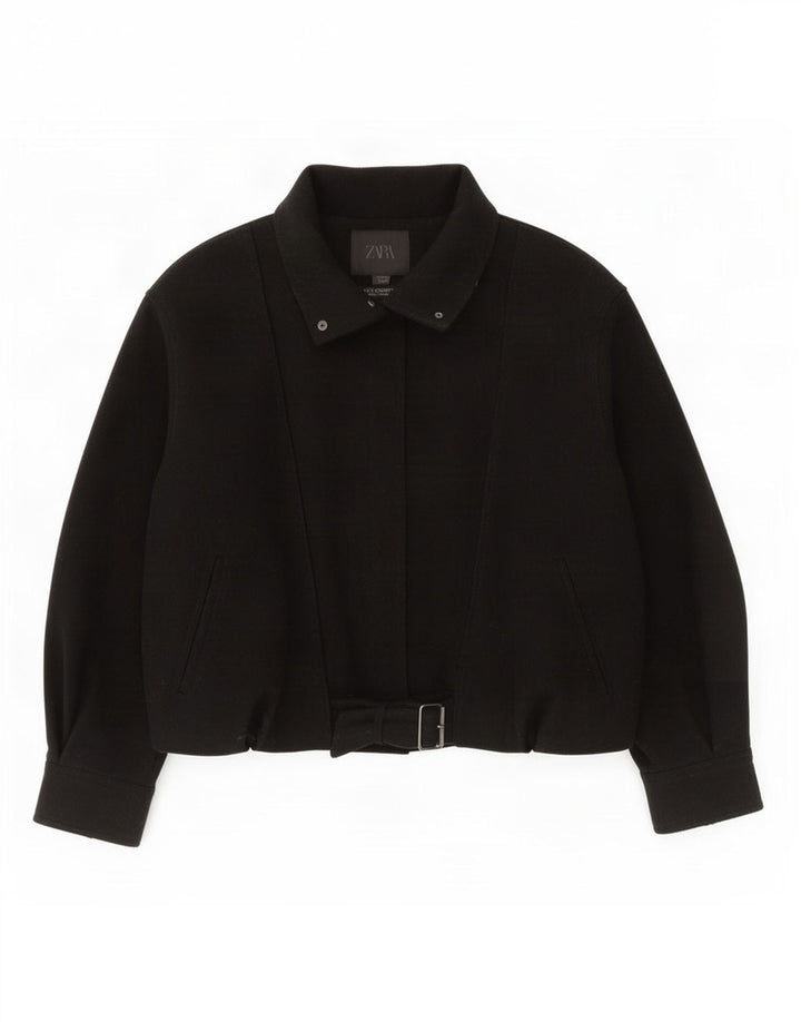 Zara Γυναικείο Bomber Oversized Windbreaker Jacket UK 14 Medium Black Wool