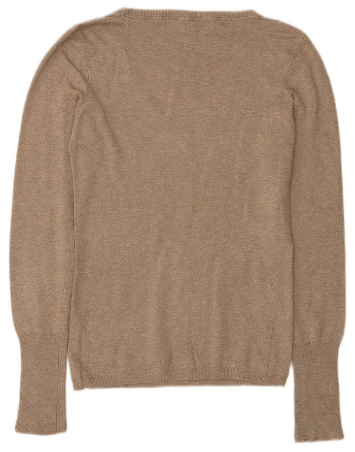Zara Γυναικείο πουλόβερ με V λαιμόκοψη UK 12 Medium Beige Rayon