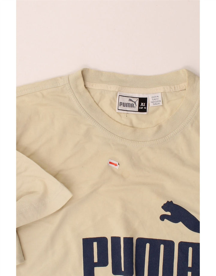 PUMA Mens Graphic T-Shirt Top XL Yellow Vintage Puma and Second-Hand Puma from Messina Hembry 