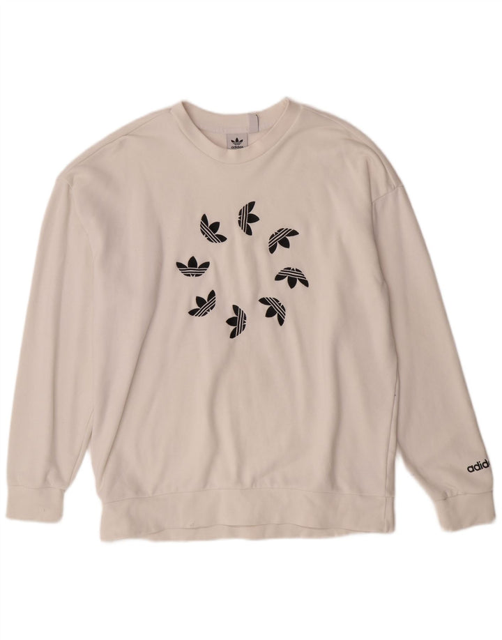 Γυναικείο γραφικό φούτερ ADIDAS Oversized Jumper UK 12 Medium Off White