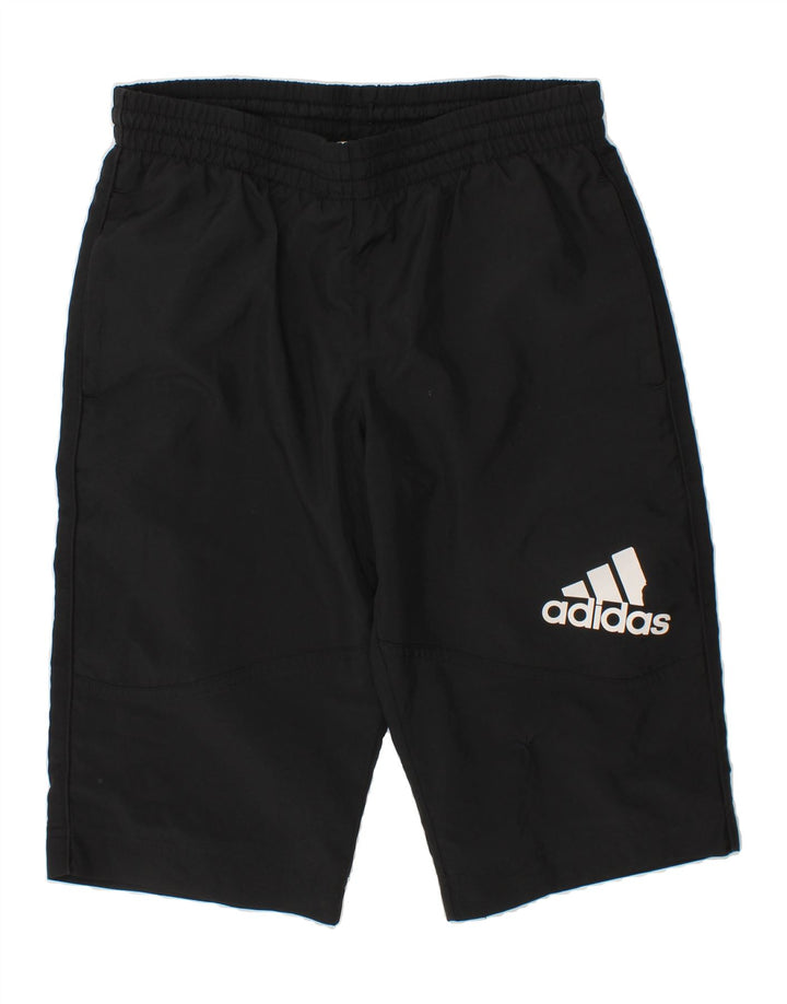 ADIDAS Boys Graphic Sport Shorts 7-8 Years Black Polyester Vintage Adidas and Second-Hand Adidas from Messina Hembry 