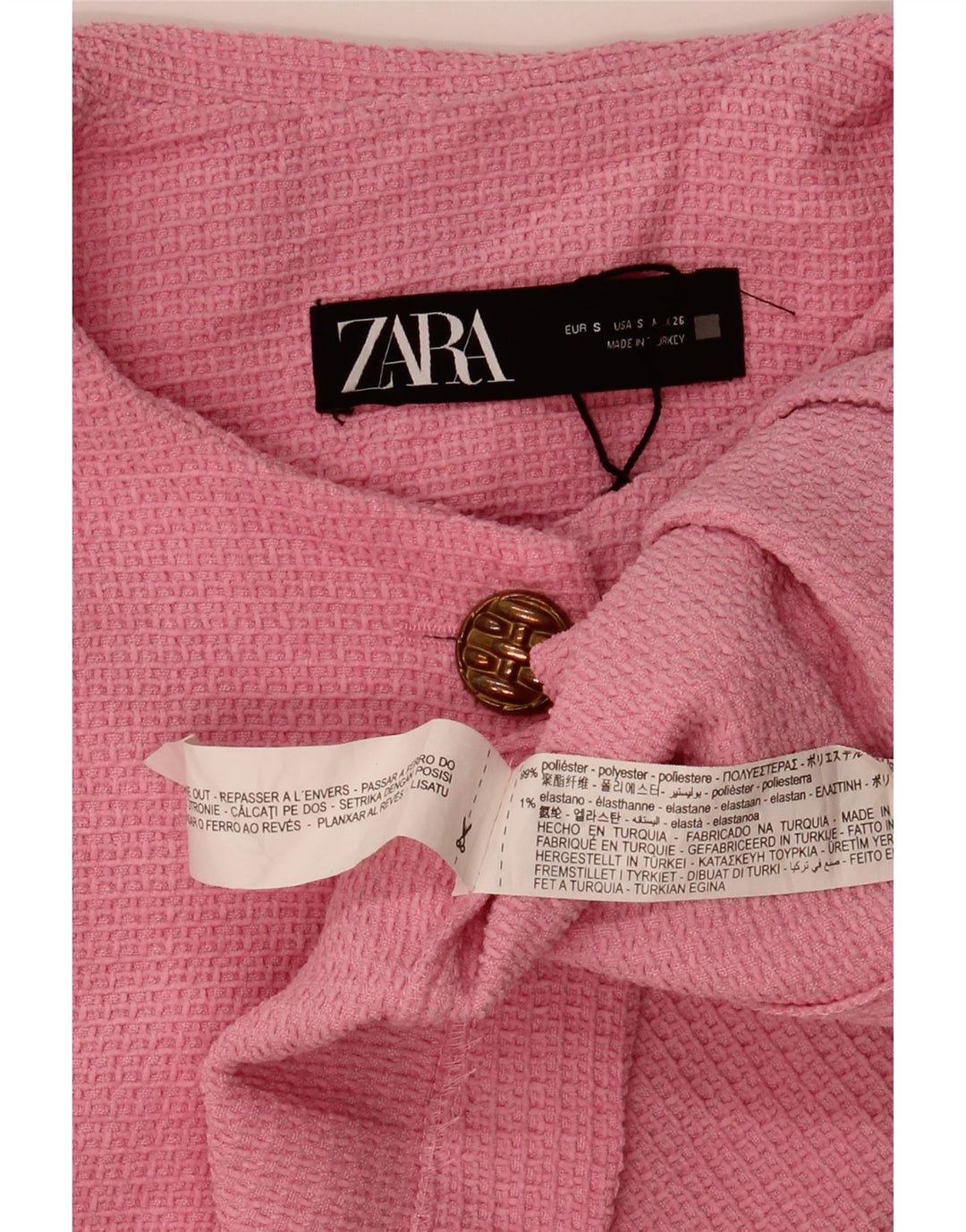 Zara Γυναικεία ζακέτα Crop UK 10 Small Pink Polyester