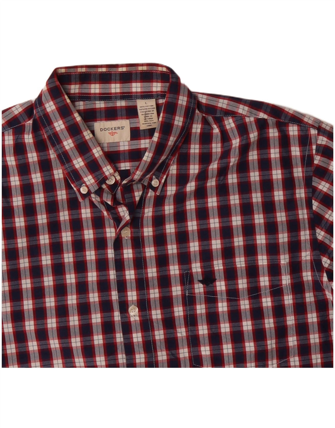 Ανδρικό πουκάμισο DOCKERS Μεγάλο μπλε ναυτικό καρό βαμβακερό