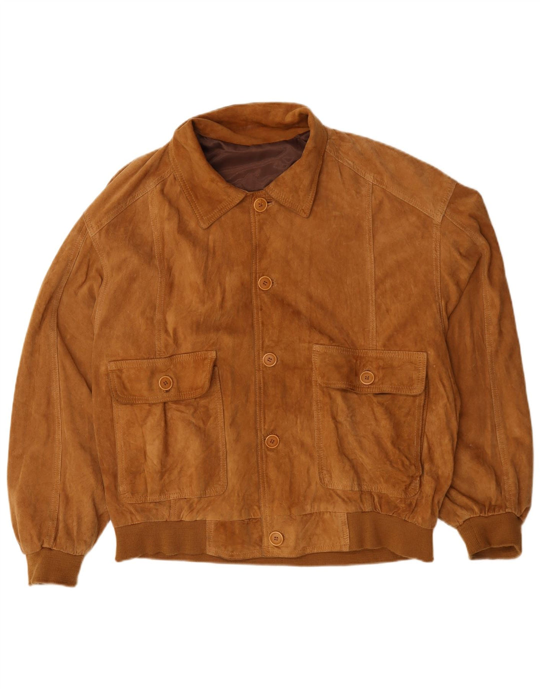 Vintage Ανδρικό Suede Bomber Jacket UK 44 2XL Brown