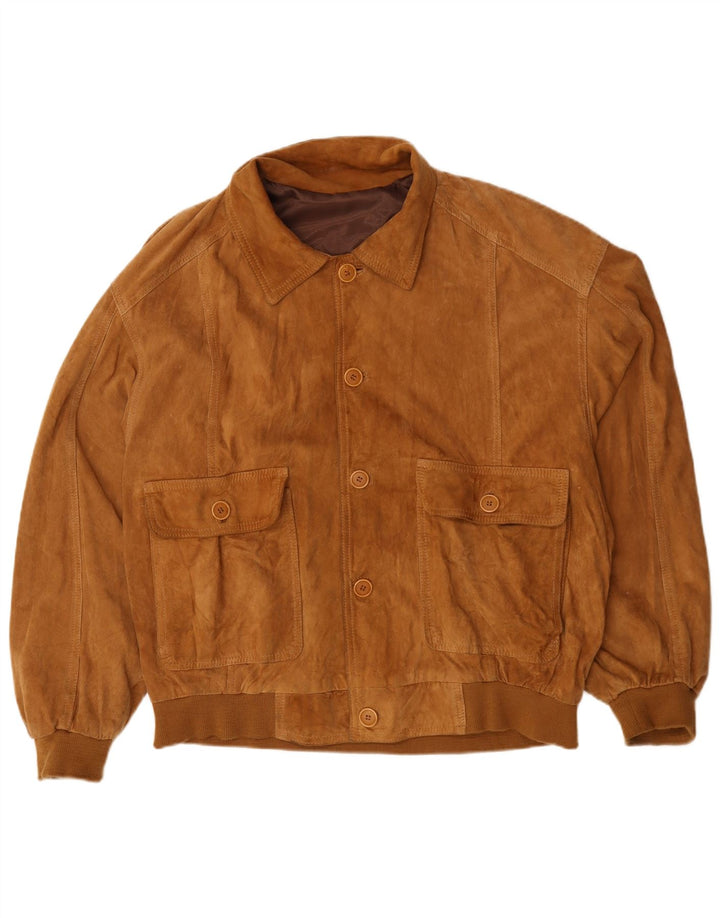Vintage Ανδρικό Suede Bomber Jacket UK 44 2XL Brown