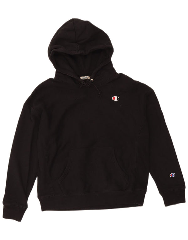 Champion Womens Hoodie Jumper UK 16 Large Black Cotton