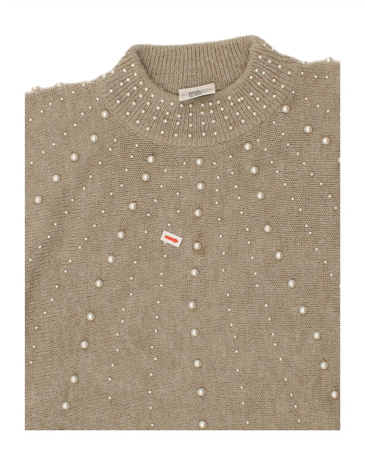 VINTAGE Womens Turtle Neck Jumper Sweater IT 46/48 Large Grey Acrylic Vintage Vintage and Second-Hand Vintage from Messina Hembry 