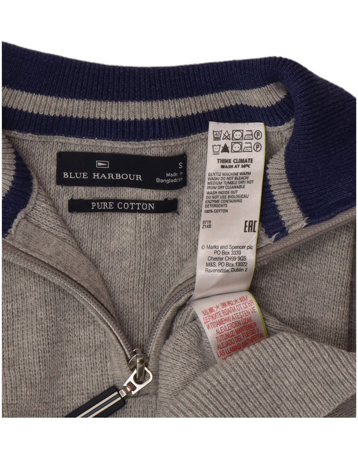 Marks & Spencer Ανδρικό πουλόβερ με φερμουάρ Μπλε Harbor Μικρό Γκρι