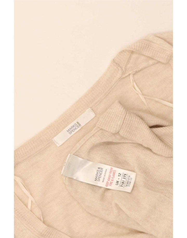 Marks & Spencer Γυναικείο πουλόβερ Longline Cardigan UK 12 Medium Beige Flecked