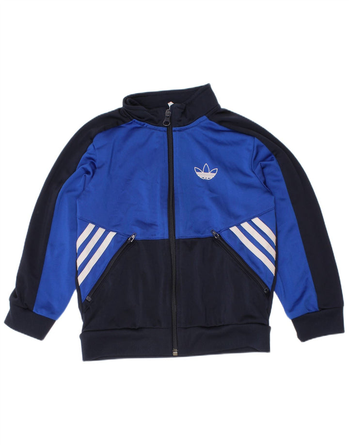 Κορυφαία φόρμα Adidas Boys σακάκι 5-6 ετών Navy Blue Colorblock Polyester
