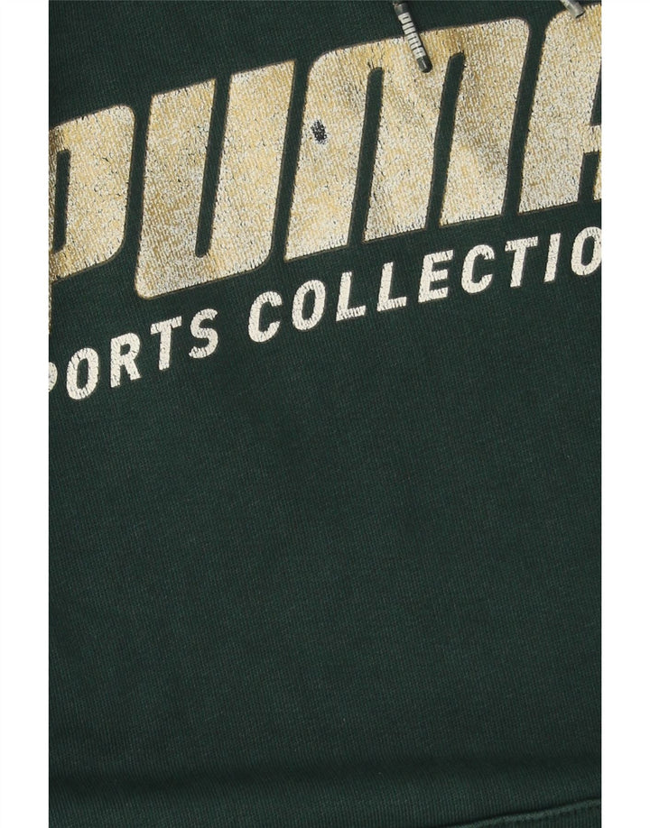 Ανδρικό γραφικό κουκούλα PUMA, μικρό πράσινο βαμβακερό
