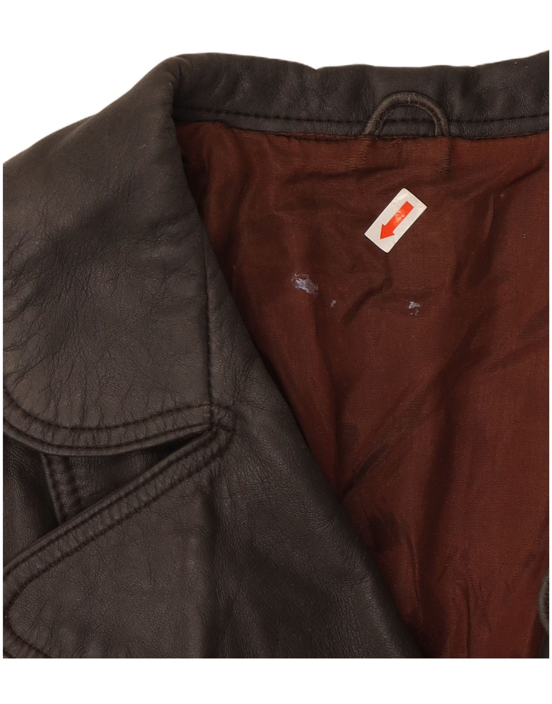 VINTAGE Γυναικείο Δερμάτινο Παλτό UK 14 Μεσαίο Καφέ