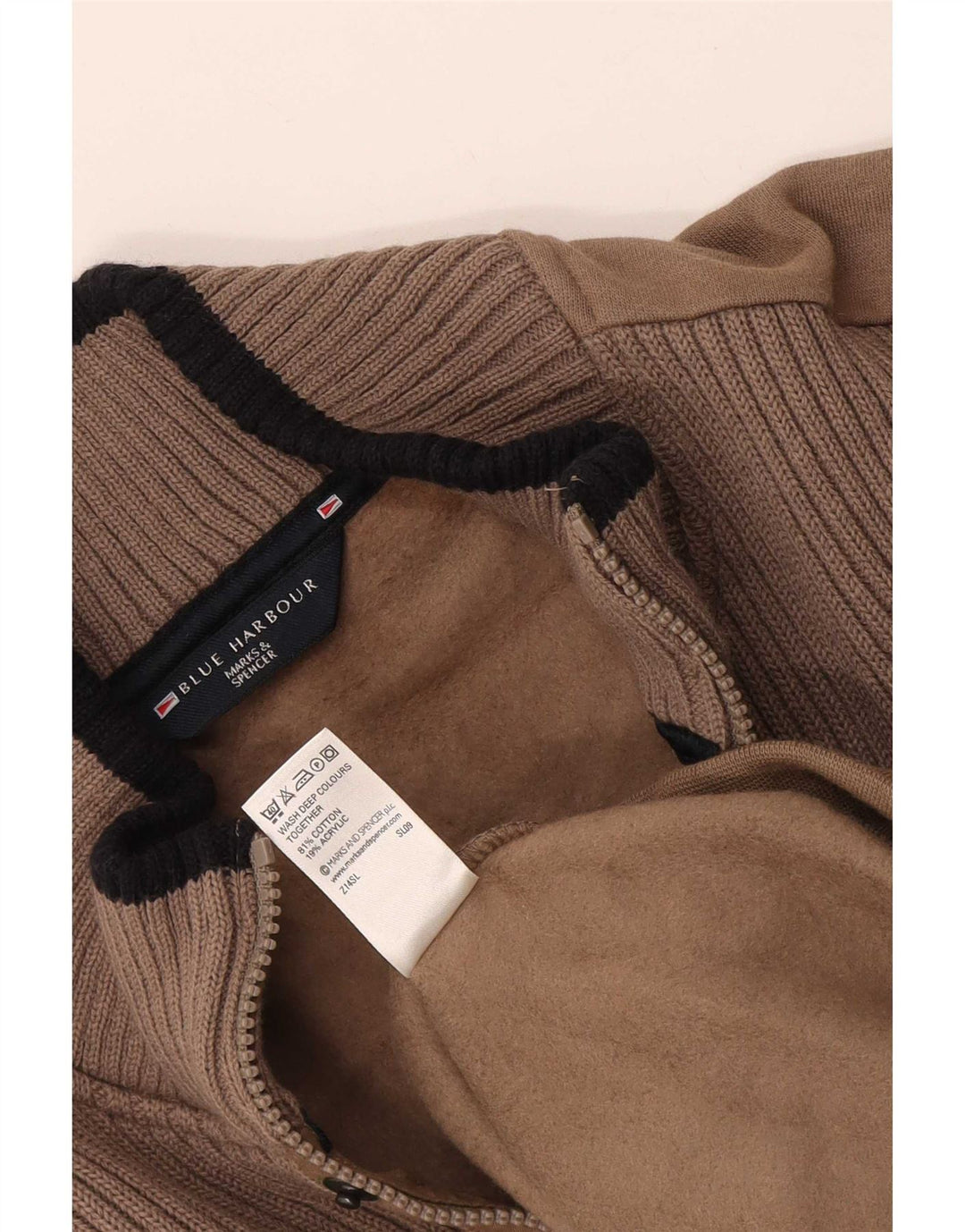 Marks & Spencer Ανδρική μπλούζα μπλούζας Μπλε Harbor Jumper Small Brown Colourblock
