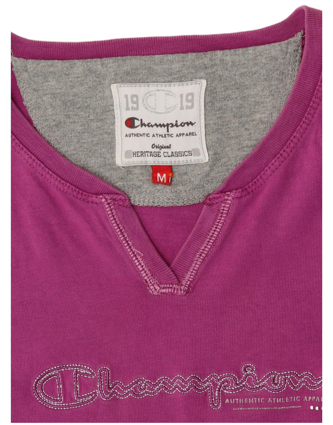 CHAMPION Γυναικείο γραφικό T-Shirt Top UK 12 Medium Pink