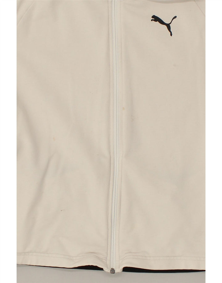 PUMA Womens Graphic Zip Hoodie Sweater UK 10 Small Off White | Vintage Puma | Thrift | Second-Hand Puma | Used Clothing | Messina Hembry 