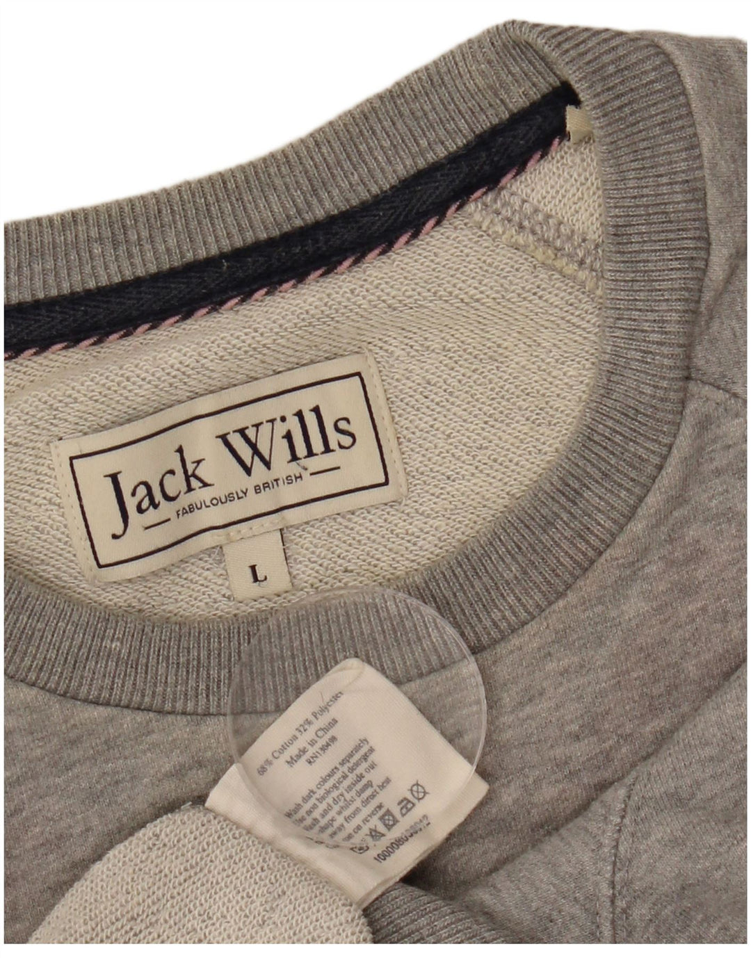 JACK WILLS Ανδρικό γραφικό φούτερ Jumper μεγάλο γκρι βαμβακερό