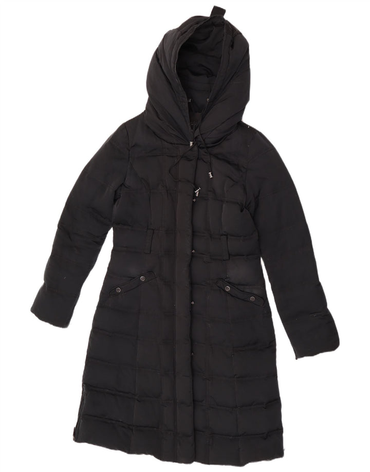 Zara Γυναικείο παλτό με κουκούλα UK 12 Medium Black Nylon