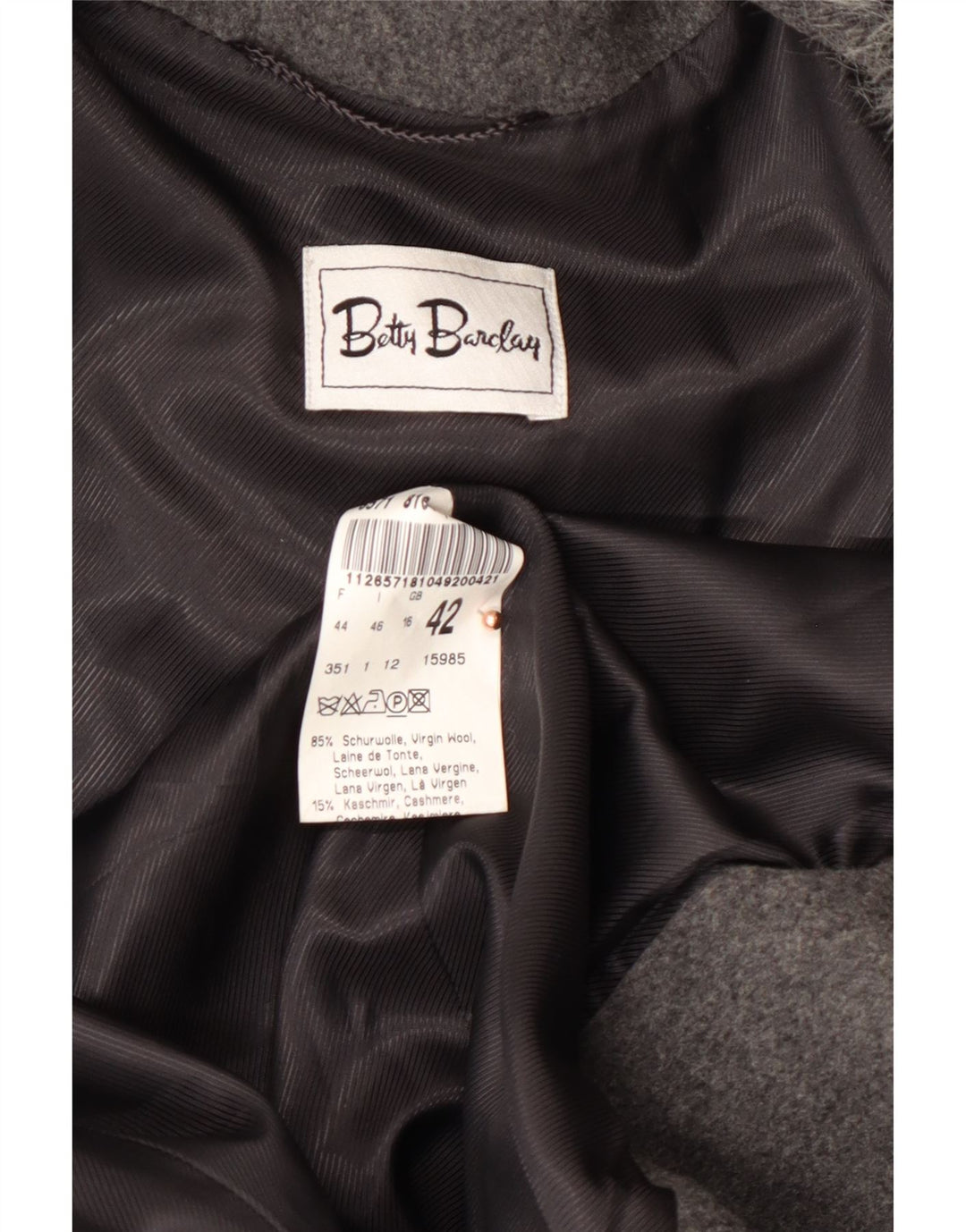 BETTY BARCLAY Γυναικείο Παλτό UK 16 Large Grey New Wool