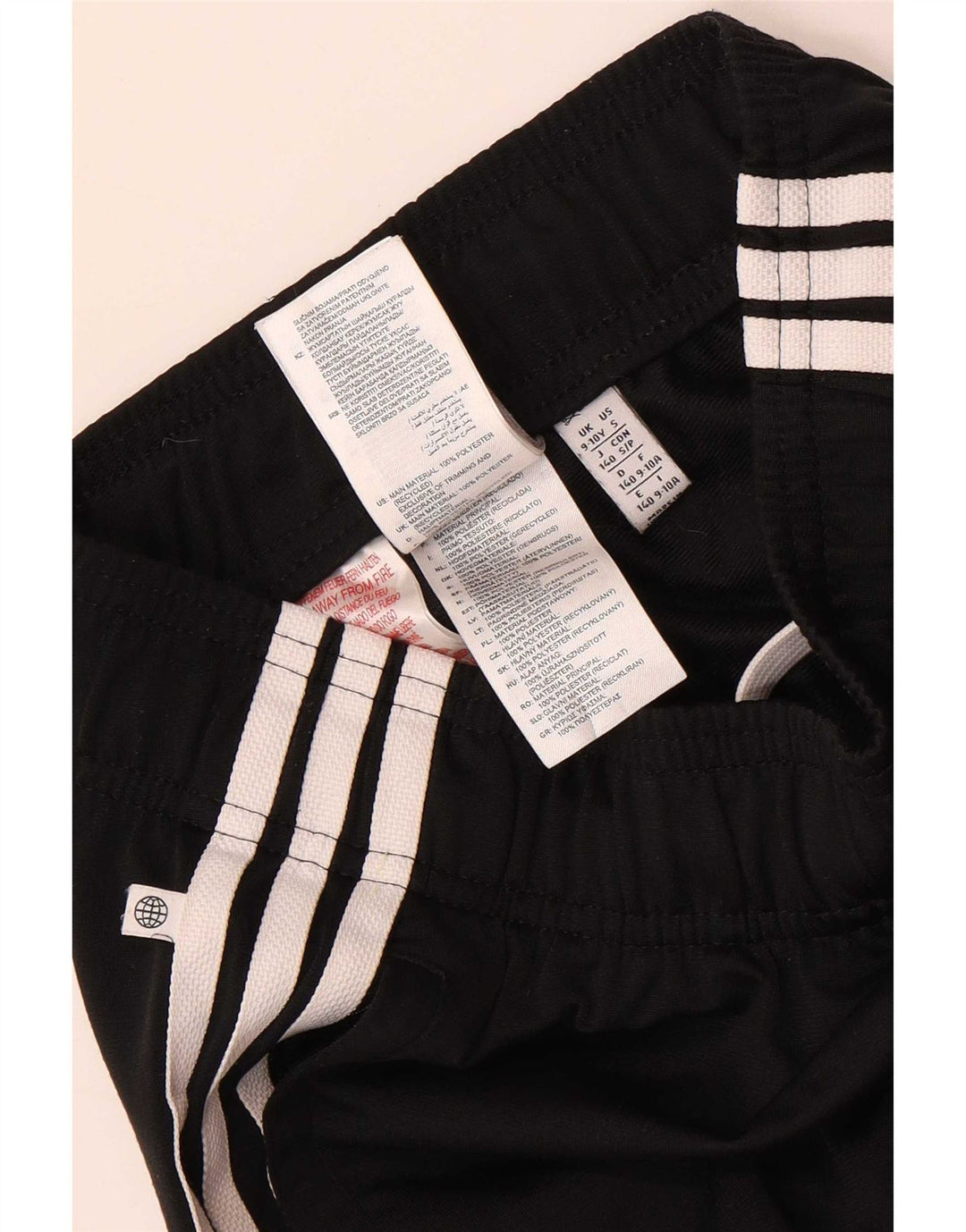 Adidas Boys Tracksuit Trousers Joggers 9-10 Years Black Polyester