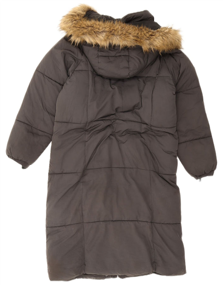 Zara Γυναικείο παλτό με κουκούλα UK 6 XS Grey Polyester
