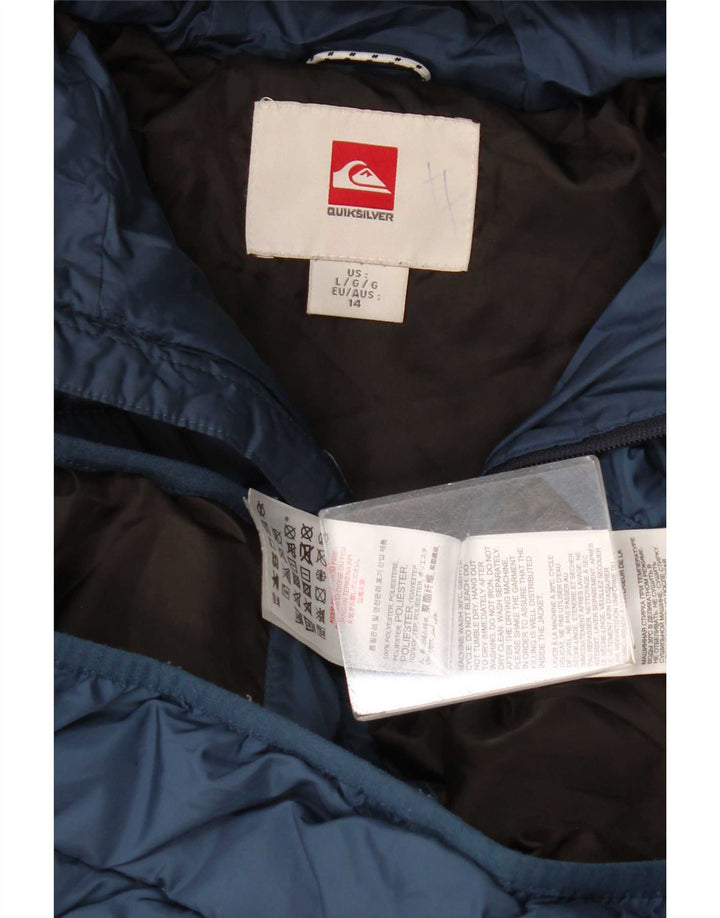 Quiksilver Boys Hooded Jacket 13-14 Years Large Navy Blue Polyester
