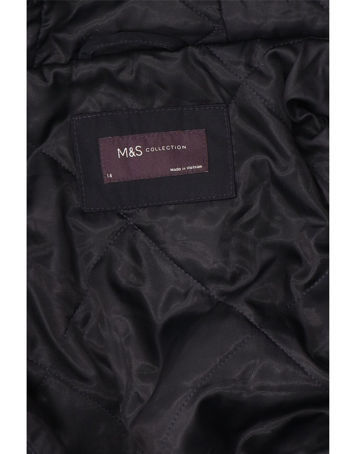 Marks & Spencer Γυναικείο παλτό με κουκούλα αντιανεμικό UK 14 Medium Navy Blue