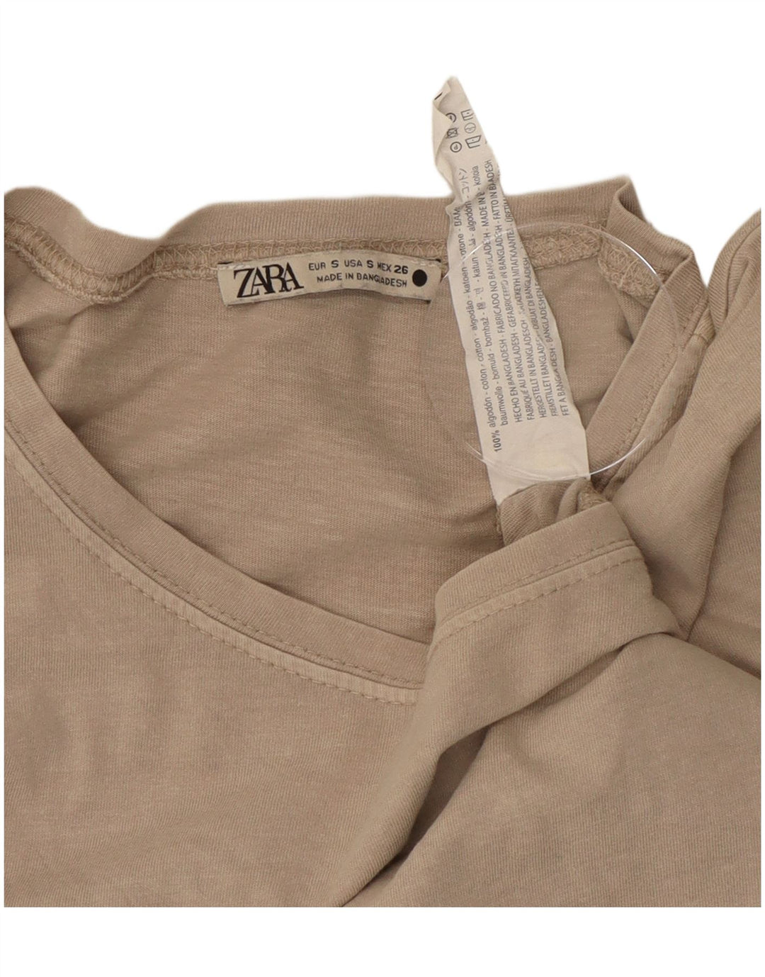 ZARA Γυναικεία Crop Μπλούζα Τοπ UK 10 Small Grey Cotton