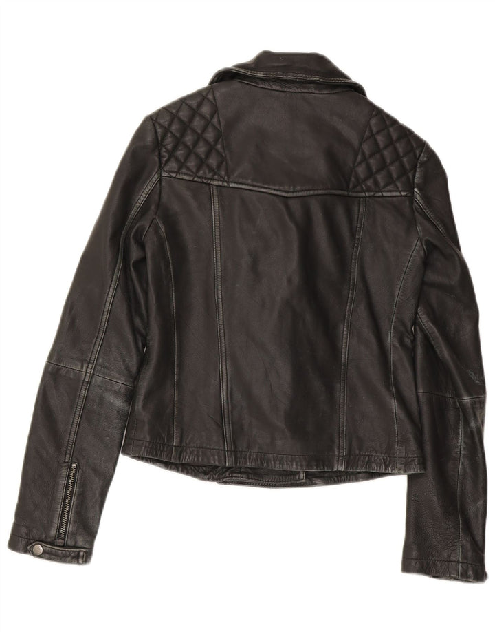 ALL SAINTS Womens Leather Biker Jacket UK 6 XS Black Leather
