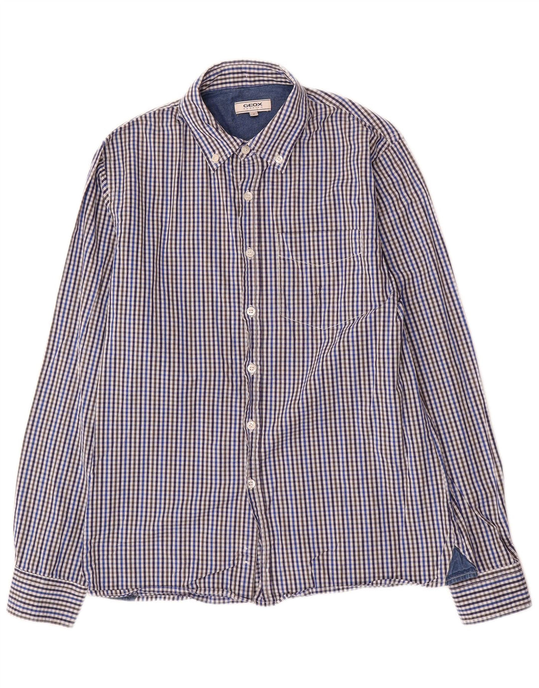 Ανδρικό πουκάμισο Geox Respira με μεσαίο μπλε Gingham