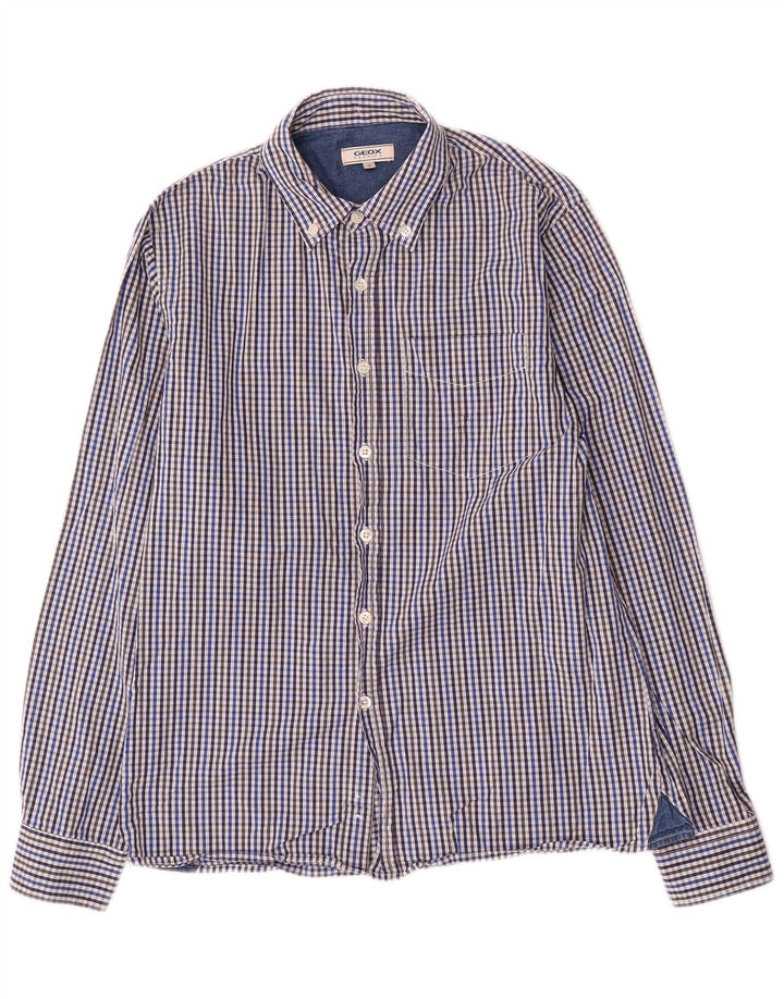 Ανδρικό πουκάμισο Geox Respira με μεσαίο μπλε Gingham