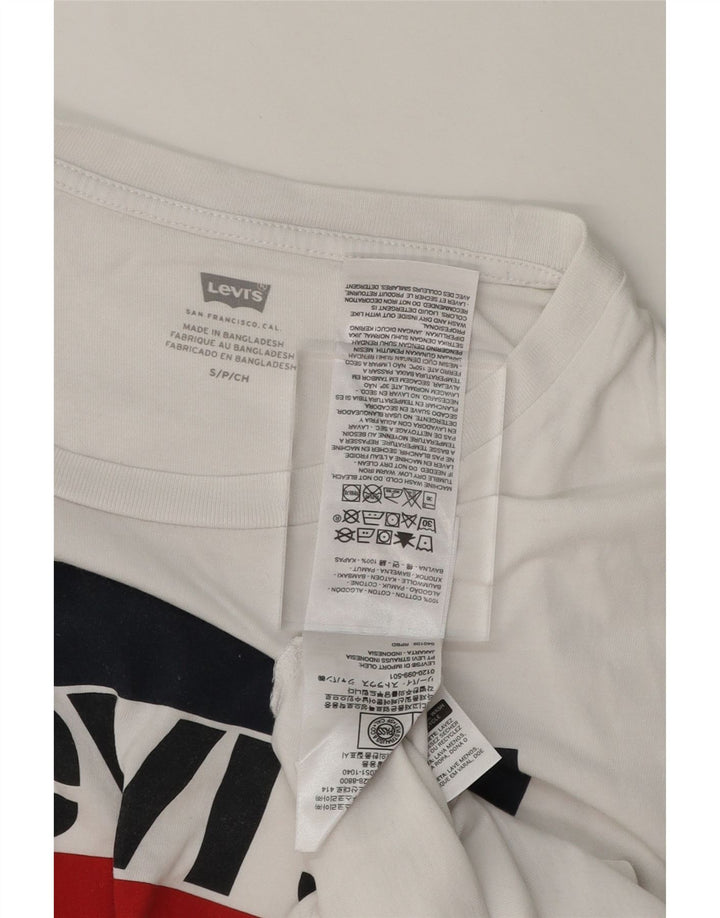 LEVI'S Mens Graphic T-Shirt Top Small White Cotton Vintage Levi's and Second-Hand Levi's from Messina Hembry 