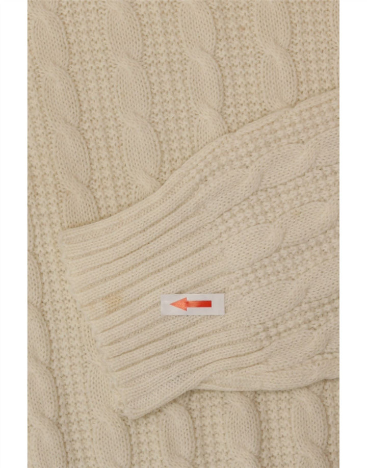 Vintage ανδρικό πουλόβερ με λαιμόκοψη, μεσαίο σε λευκό