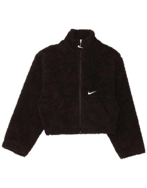 Nike Γυναικείο γραφικό μπουφάν φλις μεγάλου μεγέθους UK 6 XS μαύρο πολυεστέρα