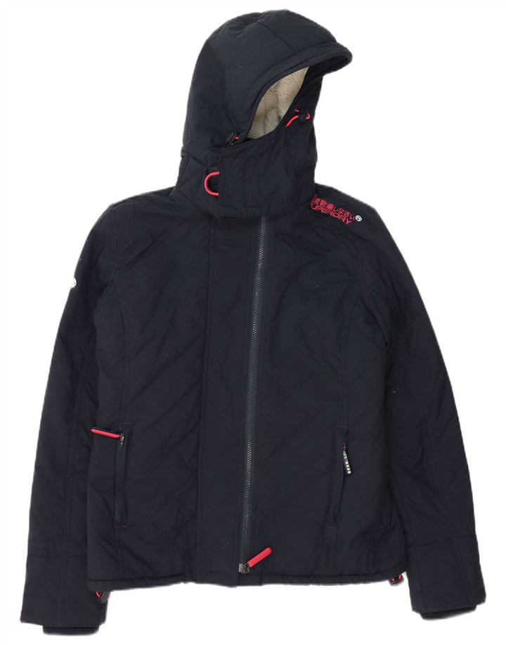 Superdry γυναικείο μπουφάν με κουκούλα αντιανεμικό UK 14 Medium Navy Blue