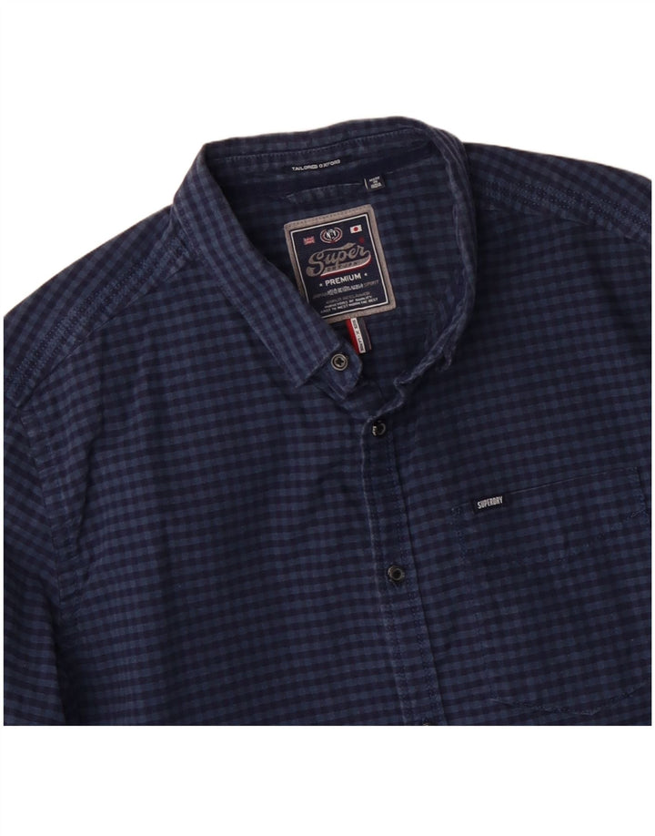 Ανδρικό πουκάμισο SUPERDRY XL Navy Blue Gingham