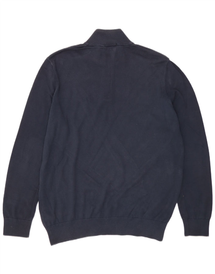 TIMBERLAND Ανδρικό πουλόβερ με λαιμόκοψη με φερμουάρ Μεγάλο μπλε βαμβακερό