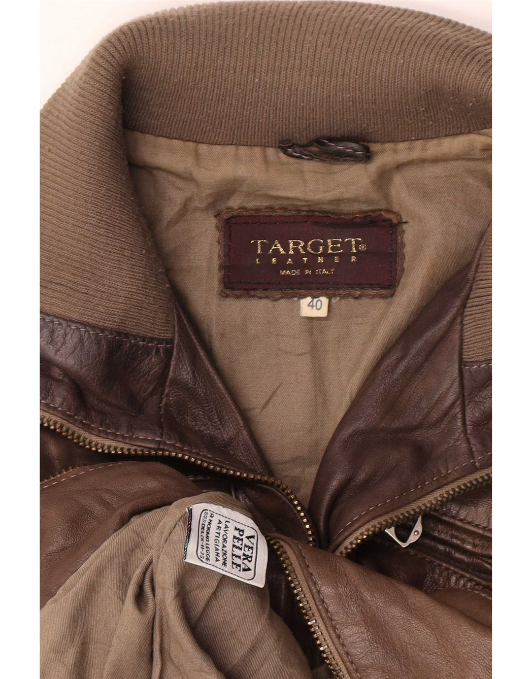 Vintage Γυναικείο Crop Δερμάτινο Μπουφάν IT 40 Small Brown