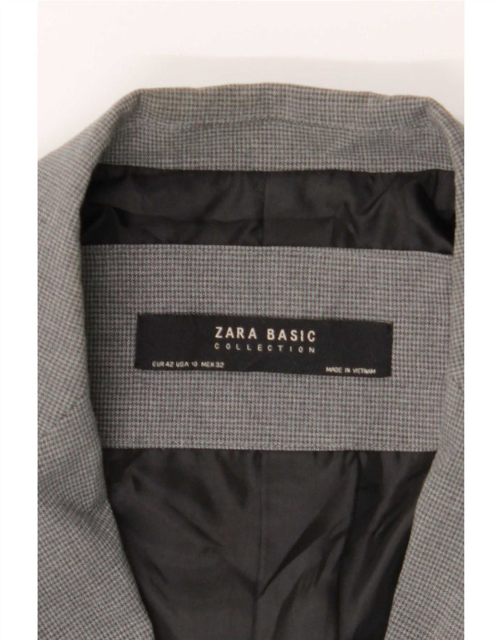 Zara Γυναικείο μπουφάν μπλέιζερ με 1 κουμπί EU 42 Μεγάλο γκρι Houndstooth Πολυεστέρας