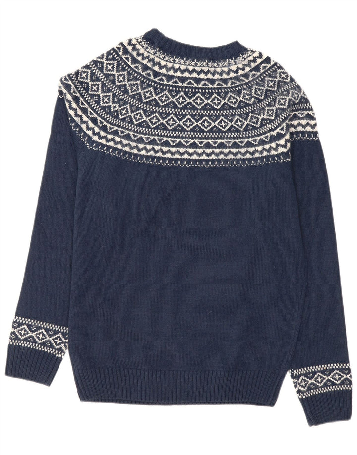 Ανδρικό πουλόβερ με λαιμόκοψη Bellfield Medium Navy Blue Fair Isle Acrylic