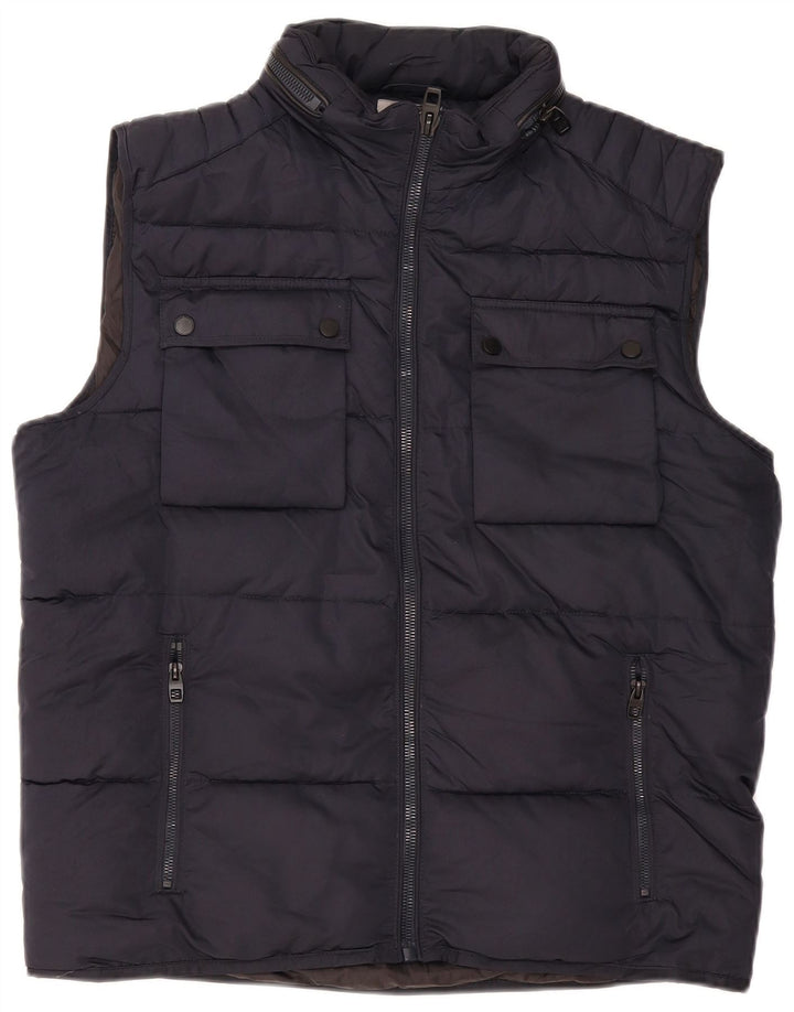 Zara Ανδρικό padded Gilet UK 42 XL Navy Blue Polyester
