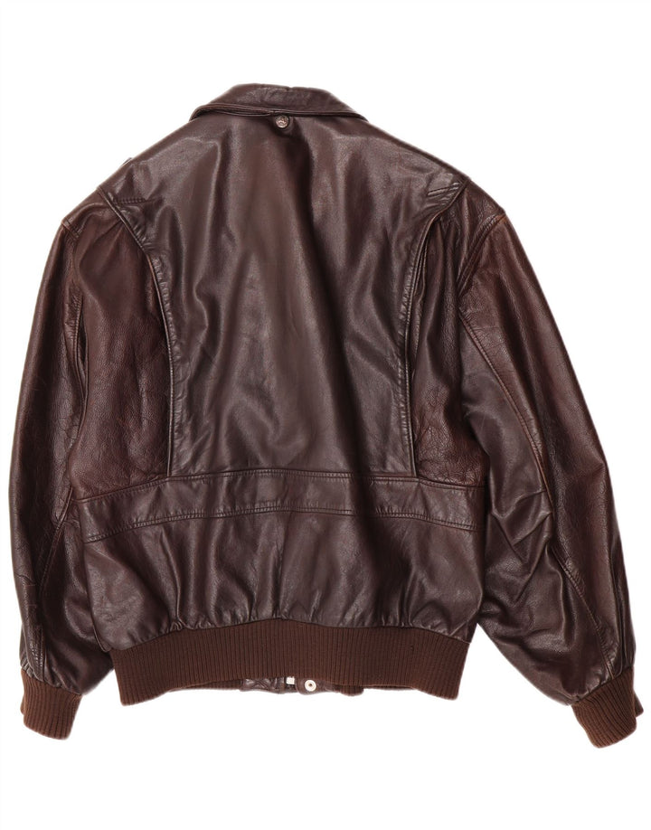 Vintage Ανδρικό Δερμάτινο Μπουφάν UK 40 Large Brown Δερμάτινο