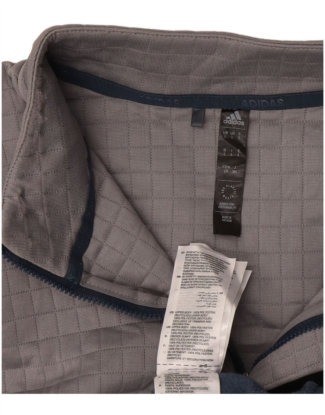 Adidas Ανδρικό φερμουάρ με λαιμόκοψη Fleece Jumper Μεγάλο Navy Blue Polyester