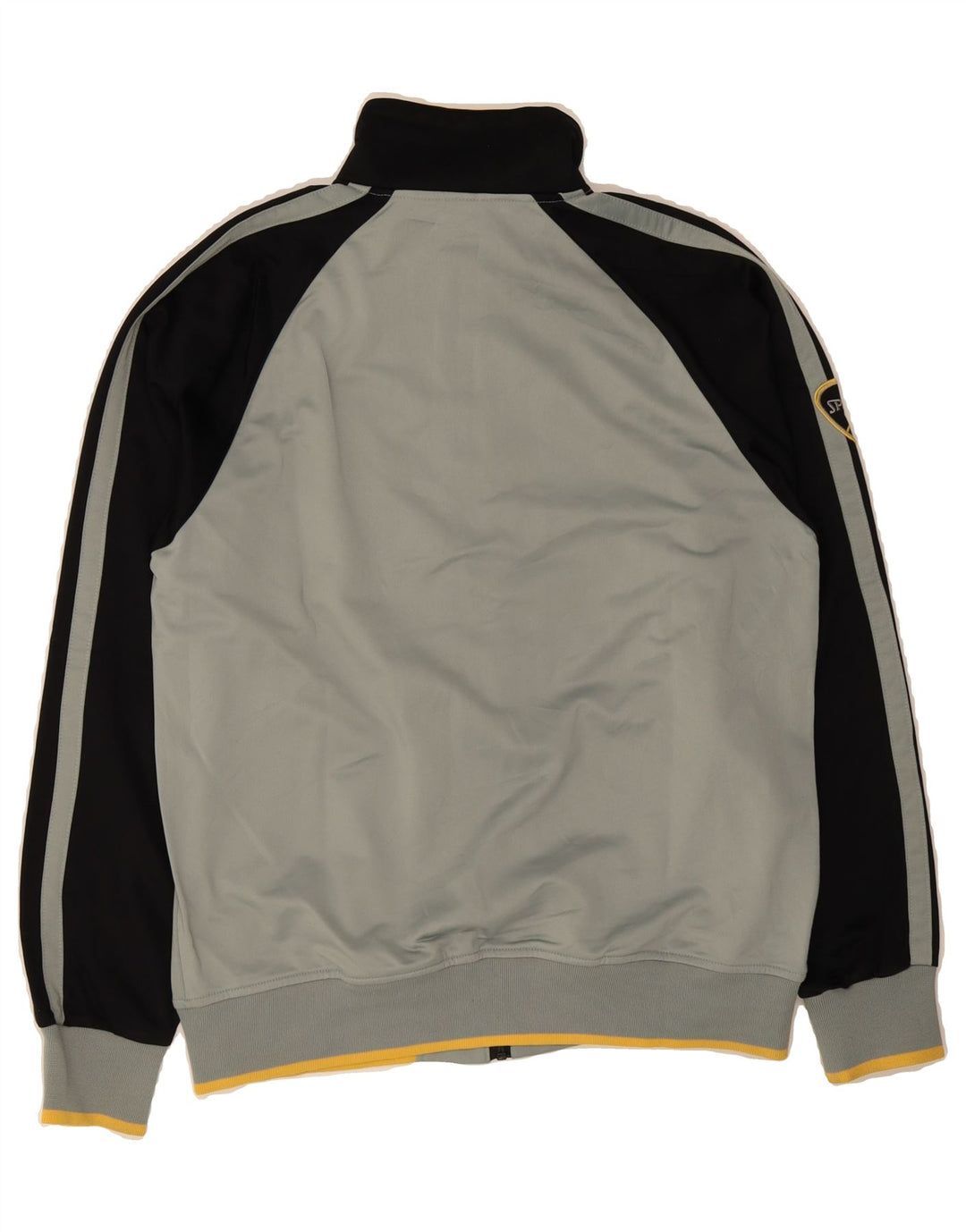 SPALDING Mens Graphic Tracksuit Top Jacket XL Grey Colourblock Polyester Vintage Spalding and Second-Hand Spalding from Messina Hembry 