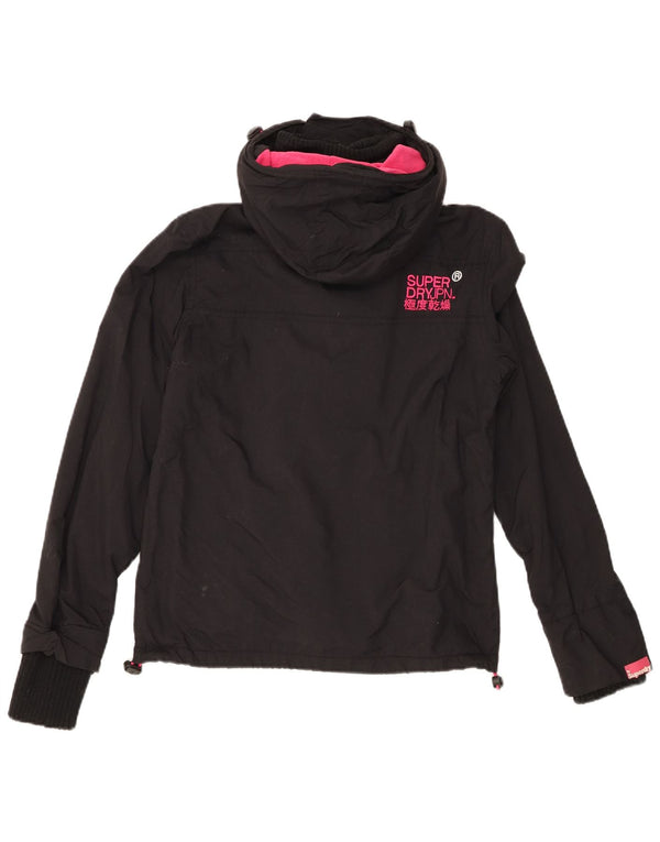 SUPERDRY Womens Windcheater Graphic Windbreaker Jacket UK 6 XS Black