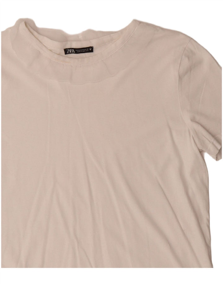 Zara Γυναικείο T-Shirt T-Shirt Top UK 12 Medium White