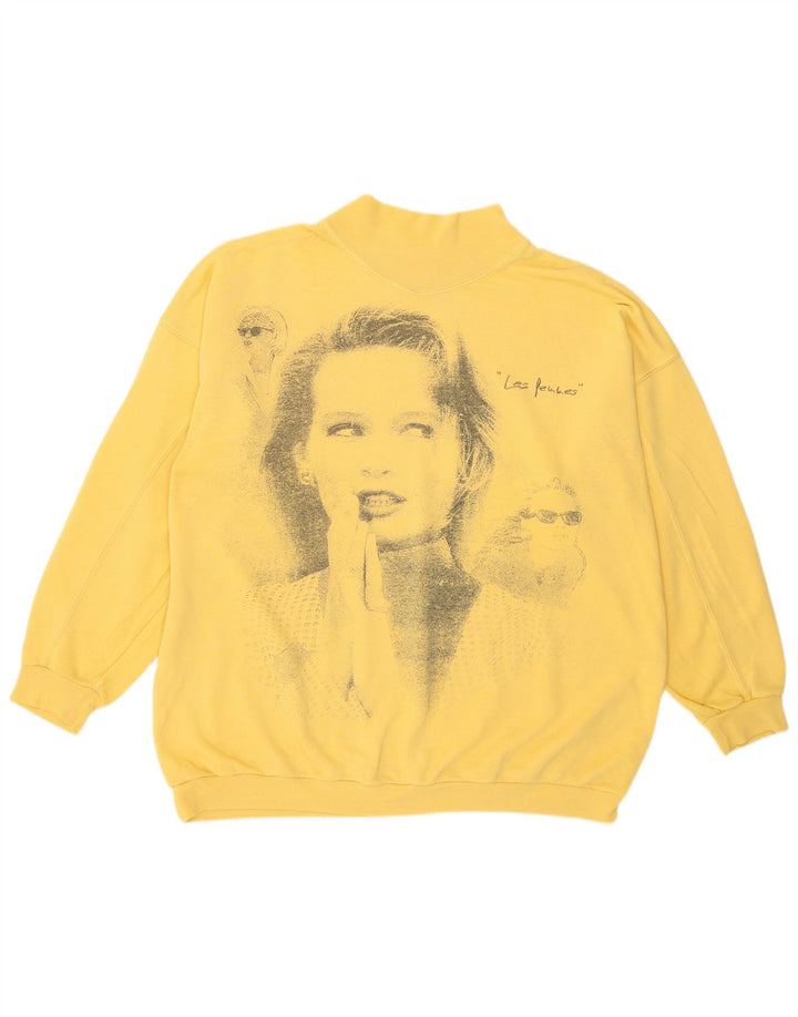 Vintage Ανδρικό Γραφικό Φούτερ Jumper 2XL Κίτρινο