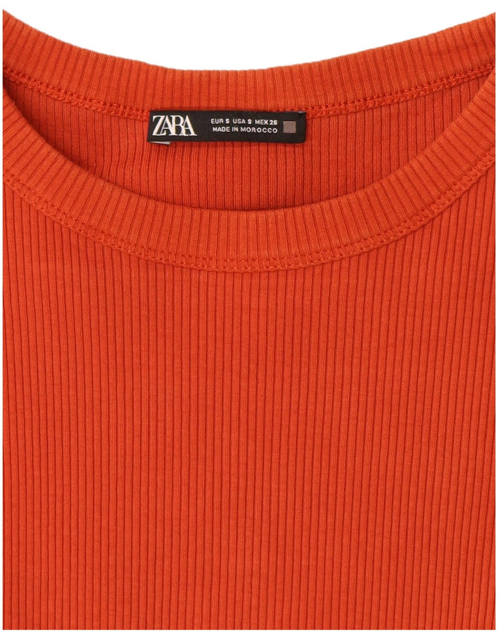 Zara Γυναικείο Αμάνικο Maxi Φόρεμα UK 8 Small Orange